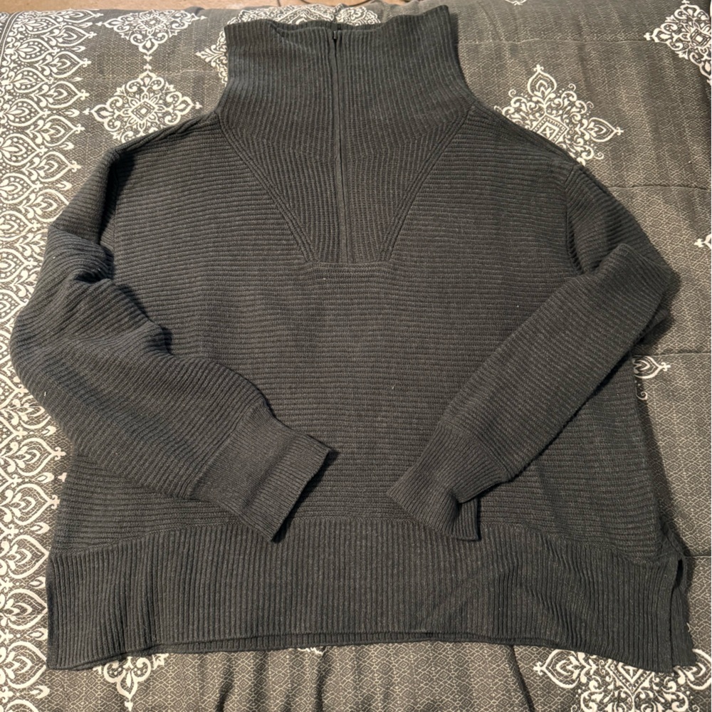 Sonoma Teal Ribbed Quarter Zip Sweater